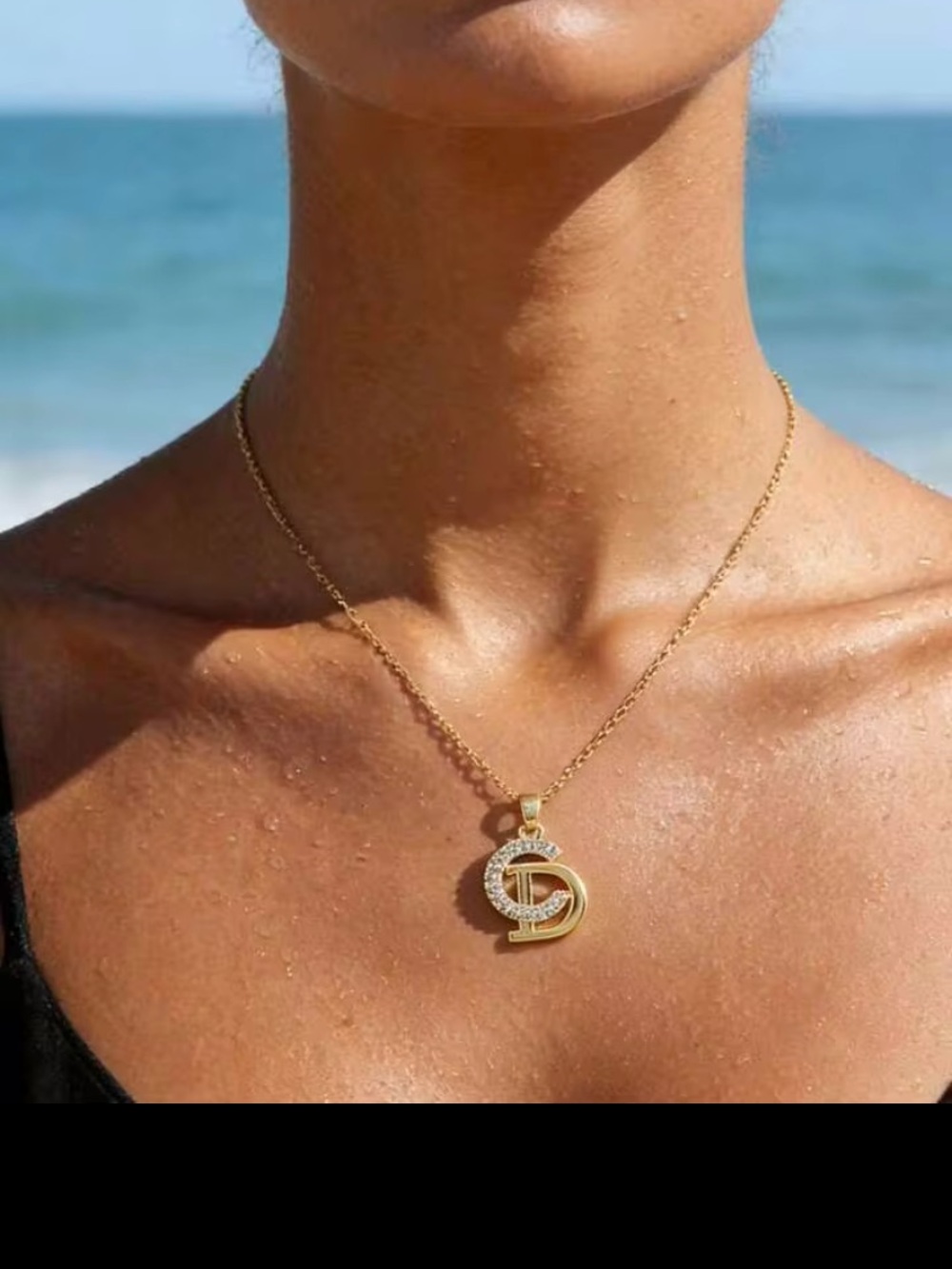 Gold Interlocking CD Pendant Necklace - Women Jewelry